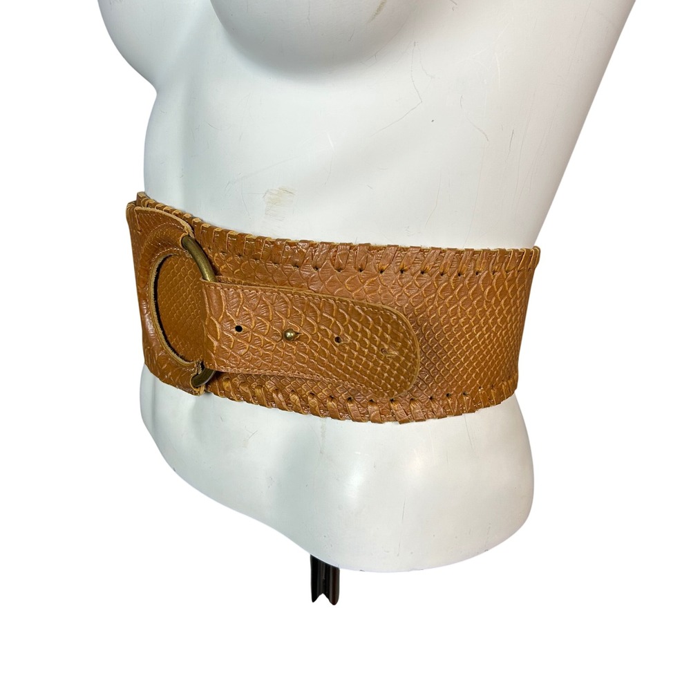 Motif 56 Corset Belt Small Tan Brown Embossed Leather Wide Boho Festival - Picture 3 of 12